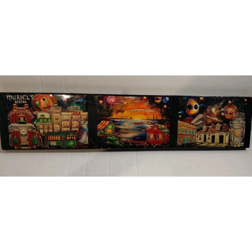 New Orleans Cityscape Triptych Original Reggie Ford Artwork Board Epoxy Finish